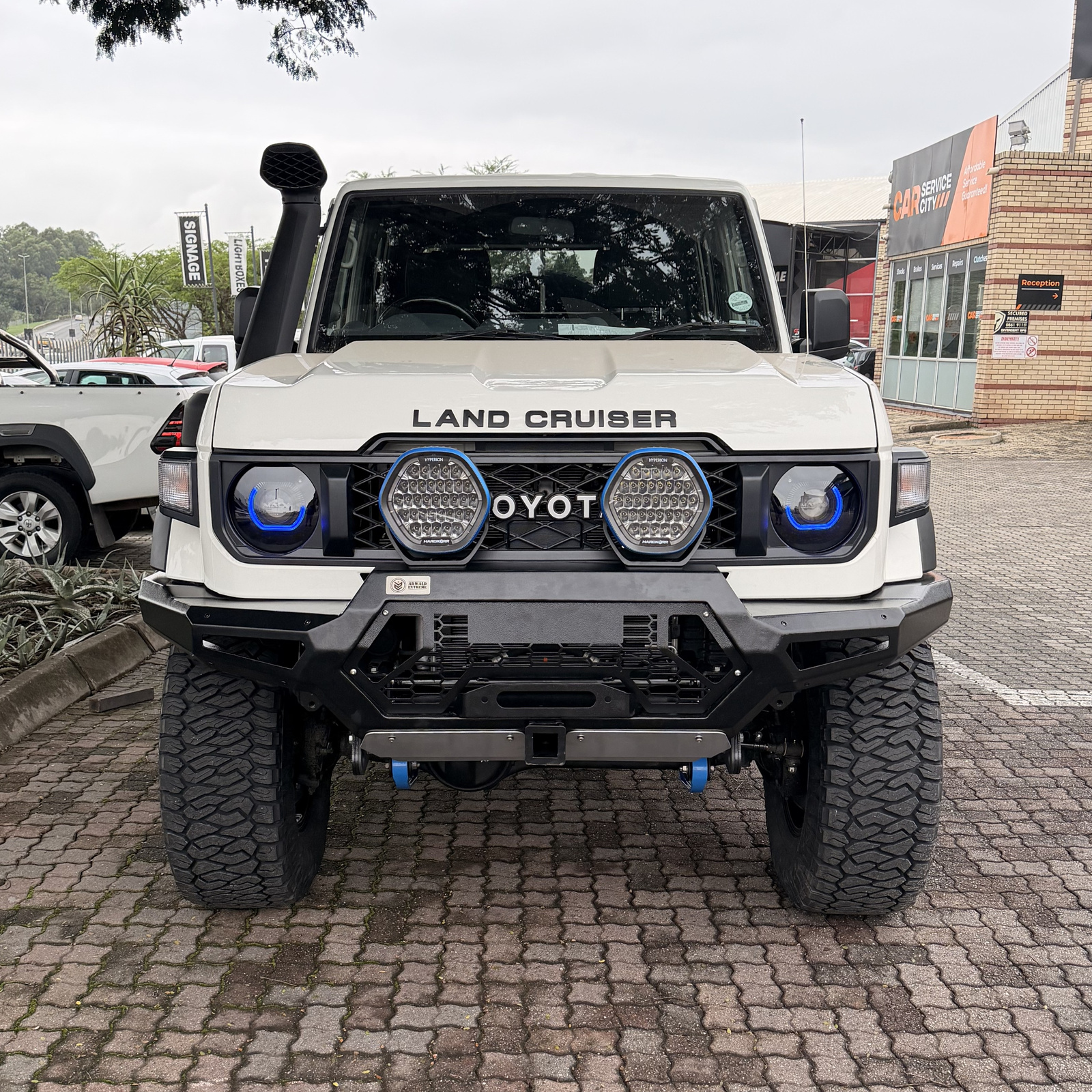 Toyota Land Cruiser 79 after the Venture 4x4 King Cruiser build with JMACX coil conversion, bull bar and lighting