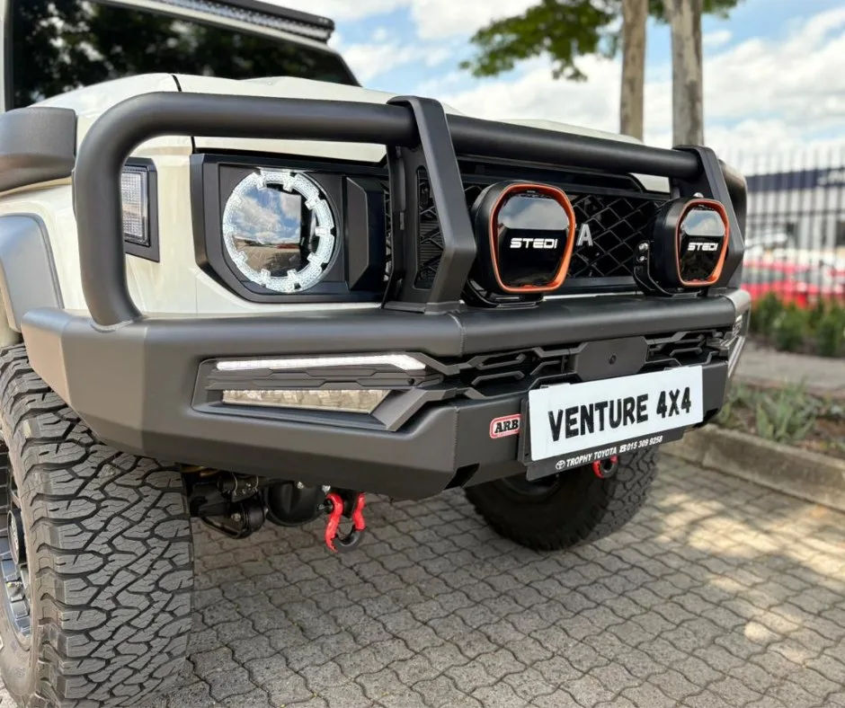 Bullbar, winch and lighting fitted to a Land Cruiser by Venture 4x4